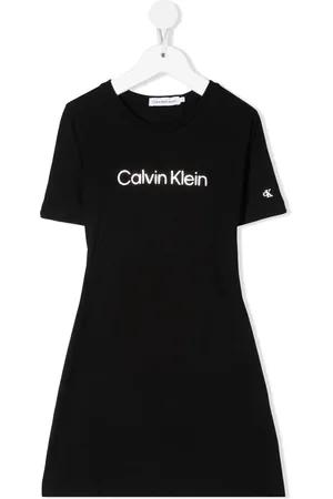 Calvin Klein Vestido acampanado con logo estampado
