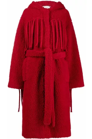 Stella McCartney Abrigo teddy con flecos y cinturón