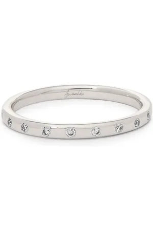 ANNOUSHKA Anillo de alianza de 2mm en oro blanco de 18kt con diamantes y rubí