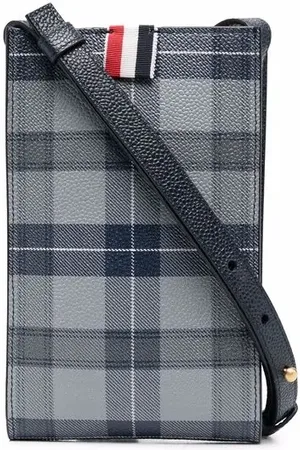 Thom Browne Bolsa crossbody para móvil a cuadros tartán