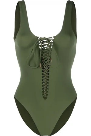 Saint Laurent Traje de baño con cuello cuadrado