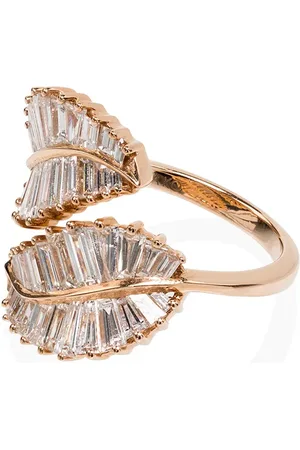 Anita Anillo en oro rosa de 18kt con diseño de hoja y diamantes
