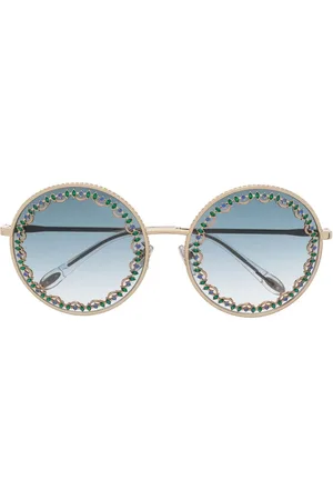 Chopard Lentes de sol con armazón redonda y detalles de cristal