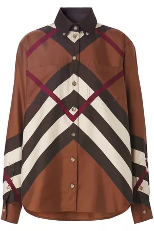 Burberry Camisa con botones y cuadros estampados