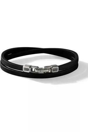 David Yurman Pulsera Streamline Double Wrap en plata de ley y cuero de 4mm