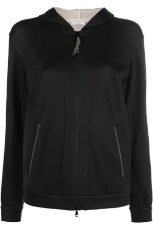 Brunello Cucinelli Hoodie con cierre y detalle de cadena Monili