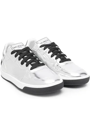 Balmain Tenis bajos con acabado metalizado