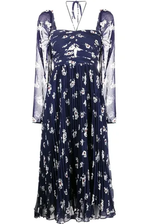 Self-Portrait Vestido midi plisado con motivo floral