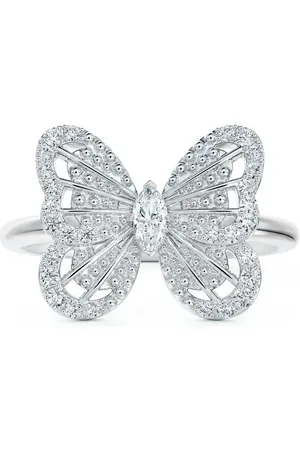 De Beers Anillo Portraits of Nature en oro blanco de 18kt con diamantes y detalle de mariposa