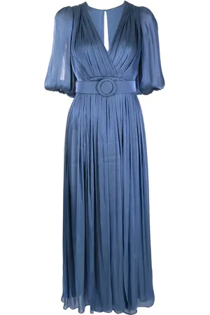 Costarellos Vestido midi fruncido con abertura lateral