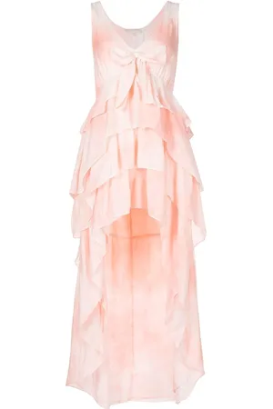 LOVESHACKFANCY Vestido midi con dobladillo asimétrico