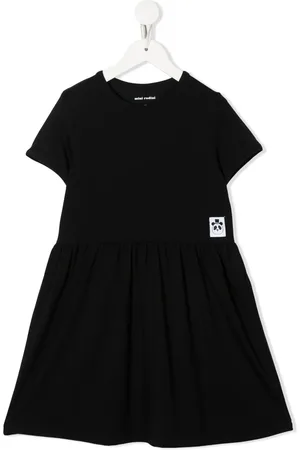 Mini Rodini Vestido recto manga corta con logo