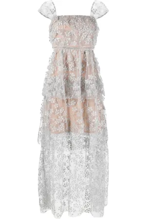 Self-Portrait Vestido largo con bordado floral