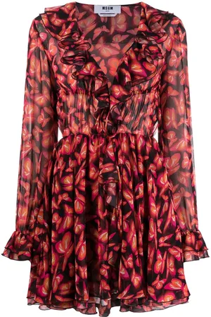 Msgm Vestido corto con mariposas estampadas