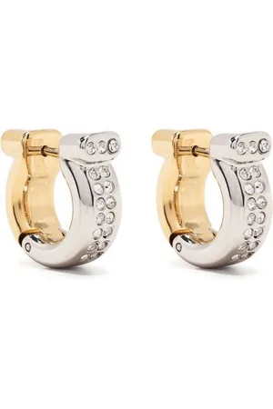 Salvatore Ferragamo Aretes Gancini con detalles de cristales