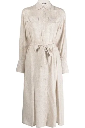 Kiton Vestido camisero con moño en la cintura
