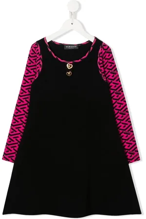 VERSACE Vestido fruncido con logo estampado