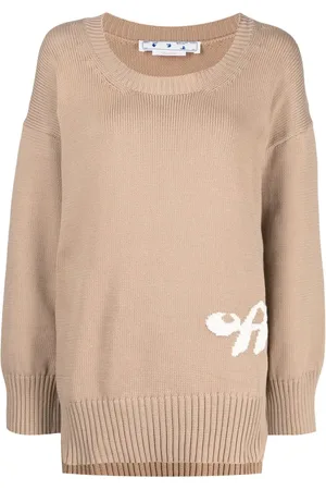 OFF-WHITE Suéter tejido de canalé con logo en intarsia