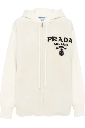Prada Hoodie texturizada con logo en intarsia