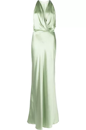 Michelle Mason Vestido de fiesta drapeado con cuello halter