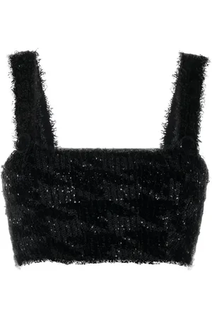 Balmain Top corto bordado con lentejuelas