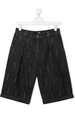 Balmain Shorts de mezclilla con logo estampado