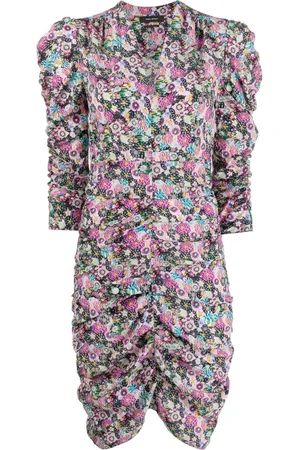 Isabel Marant Vestido ajustado floral fruncido