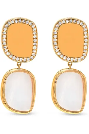Roberto Coin Aretes Black Jade Amphibole en oro rosa de 18kt con diamantes y madreperla
