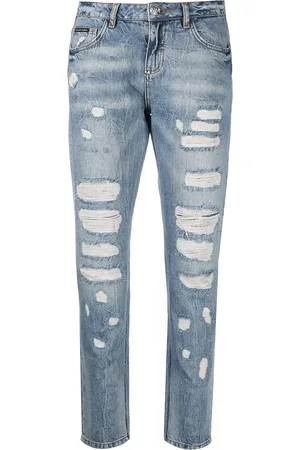 Philipp Plein Boyfriend jeans con efecto envejecido