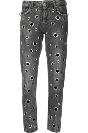 Philipp Plein Boyfriend jeans con detalles de arandelas