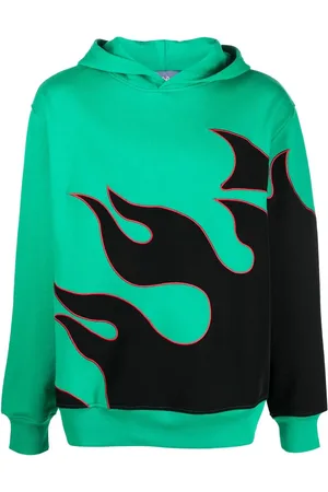 JUST DON Hoodie con llamas estampadas