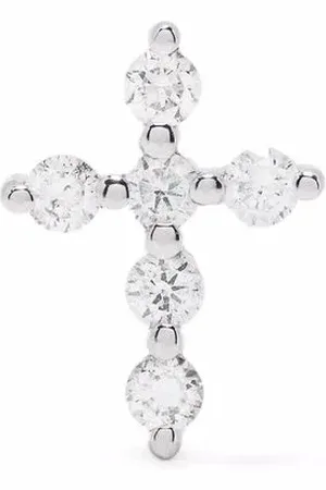DJULA Arete Cross en oro blanco de 18kt con diamantes