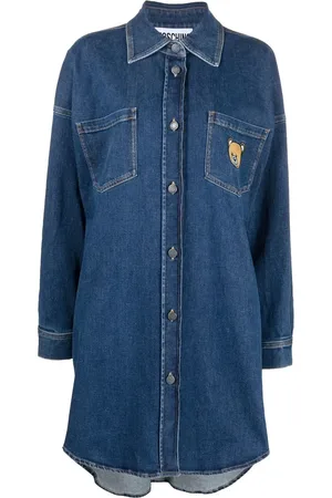 Moschino Vestido camisero de mezclilla con motivo Teddy Bear