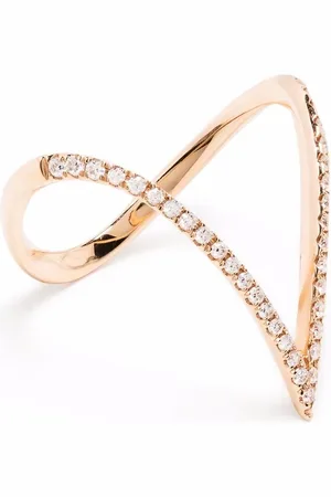 DJULA Anillo V en oro rosa de 18kt con diamantes