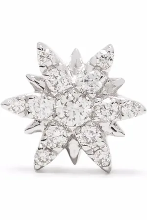 DJULA Aretes Mini Sun en oro blanco de 18kt con diamantes