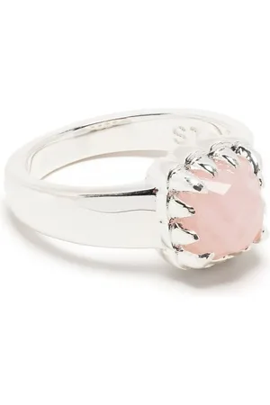 Stolen Girlfriends Club Anillo Baby Claw con cuarzo rosa