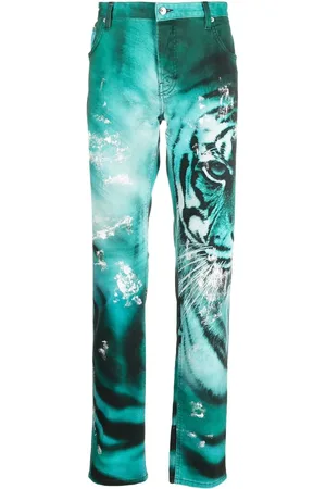 Roberto Cavalli Jeans rectos con tigres estampados