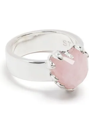 Stolen Girlfriends Club Anillo Love Claw con cuarzo rosa