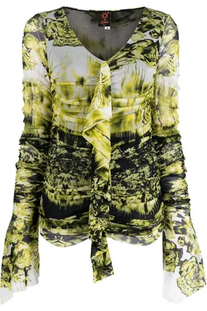 Jean Paul Gaultier Blusa con volantes y estampado abstracto