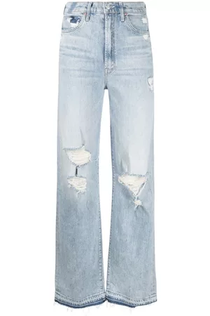 Mother Jeans rectos con detalles rasgados