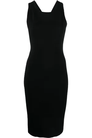 YVES SALOMON Vestido midi de canalé con tirantes cruzados