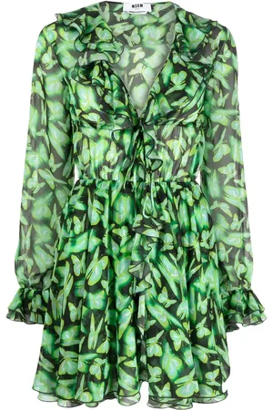 Msgm Vestido corto con mariposas estampadas