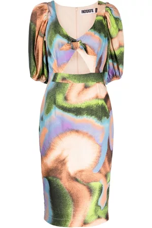 ROTATE Vestido midi con estampado Cara
