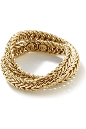 John Hardy Anillo con diseño cruzado Kami Chain en oro amarillo de 14kt y 4.5mm
