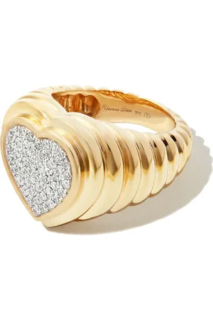 YVONNE LÉON Anillo con sello Heart en oro amarillo de 9kt con diamantes