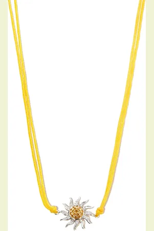 YVONNE LÉON Collar Daisy en oro amarillo de 9kt con citrino