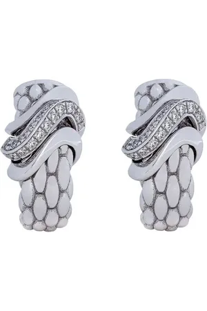 FOPE Arracadas huggie en oro blanco de 18kt con diamantes en pavé