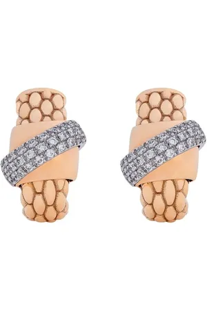 FOPE Arracadas huggie en oro blanco y rosa de 18kt con diamantes
