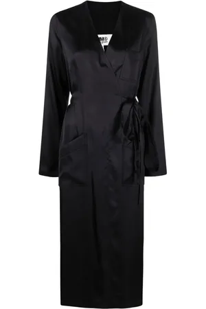 Maison Margiela Vestido midi con diseño cruzado y efecto satinado
