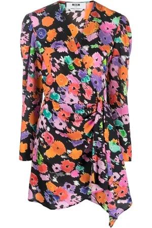 Msgm Vestido cruzado con estampado floral